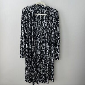 Slim Factor Womens Duster Top Black & White Wrinkle Free Travel Jacket